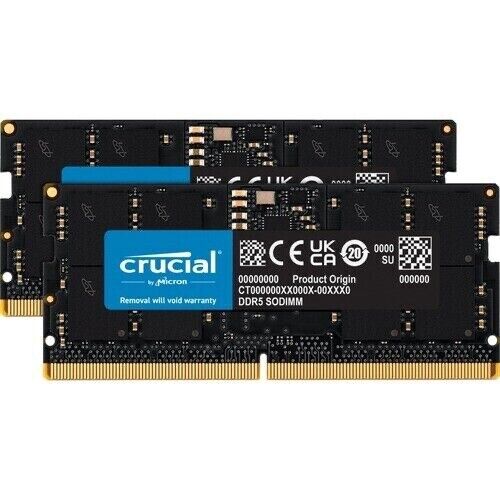 Crucial 32GB Kit 2 x 16GB 262-Pin DDR5 SODIMM 5600 PC5 44800 Laptop Memory Blazing Trade Inc (