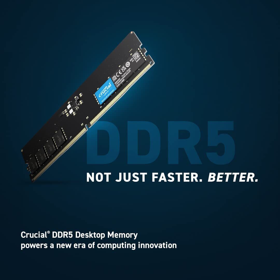 Crucial 16GB Single DDR5 4800MHz PC5-38400 RAM 288-Pin Desktop Memory 4800 uDIMM