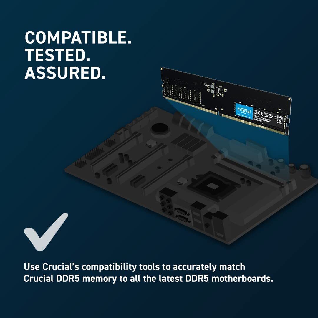 Crucial 32GB Single DDR5 4800MHz PC5-38400 RAM 288-Pin Desktop Memory 4800 uDIMM