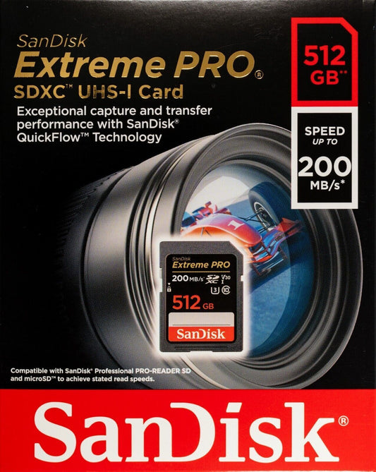 SanDisk Extreme Pro 512GB 200MB/S Class 10 Micro SD MicroSDXC U3 Memory Card SDSDXXD-512G