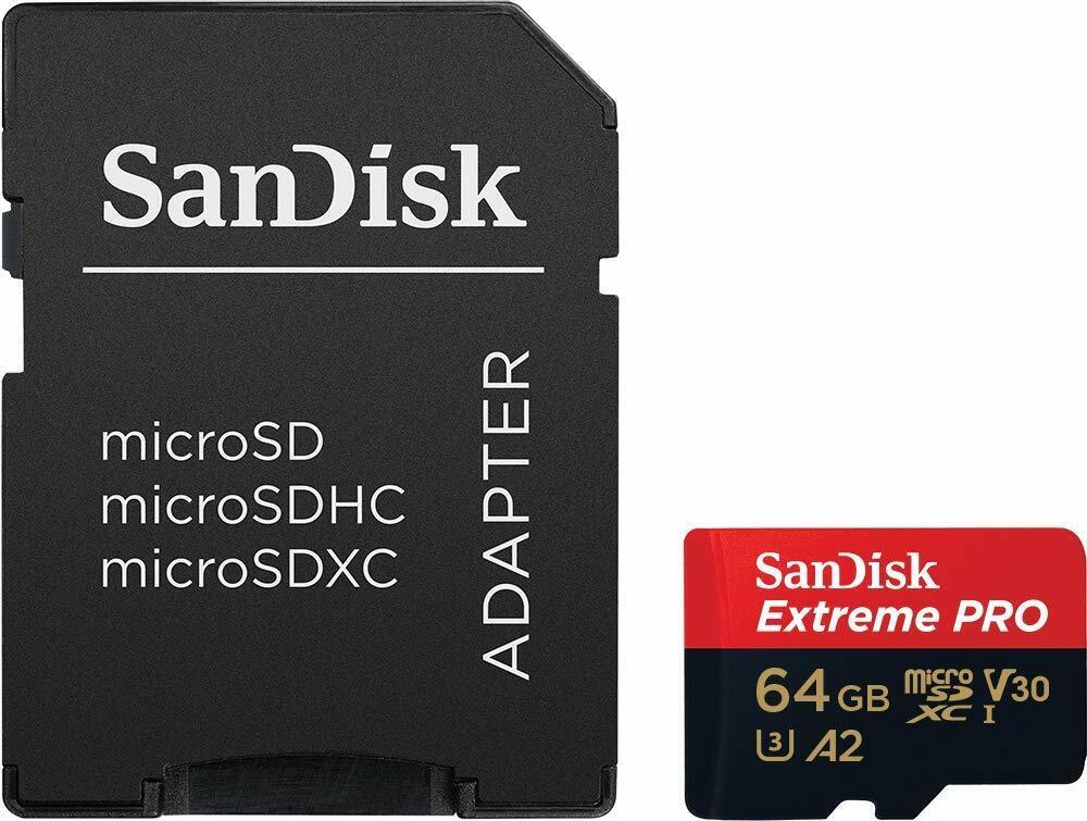 SanDisk 64GB Extreme Pro 170MB/s Micro SD MicroSDXC UHS-I U3 A2 V30 Memory Card