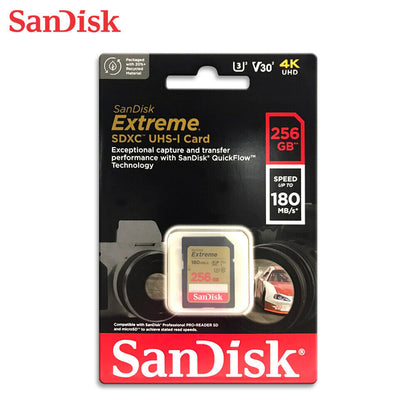 SanDisk 256GB Extreme SD SDXC Card 180MB/s Class 10 4K Memory SDSDXVV-256G-GNCIN