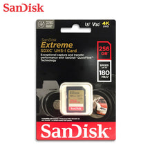 Load image into Gallery viewer, SanDisk 256GB Extreme SD SDXC Card 180MB/s Class 104K Memory SDSDXVV-256G