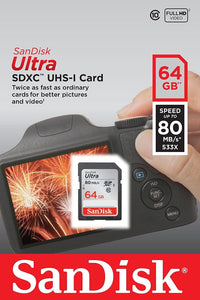 SanDisk Ultra 64GB 80MB/s SDXC SDHC Class 10 533x SD Camera Flash Memory Card
