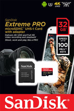 Load image into Gallery viewer, SanDisk 32GB Extreme Pro 100MB/s MicroSD MicroSDHC UHS-I U3 A1 V30 Memory Card