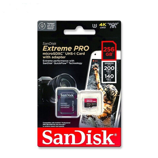 SanDisk 256GB Micro SD SDXC MicroSD TF Class 10 Extreme PRO 200MB/s SDSQXCD-256G-GN6MA