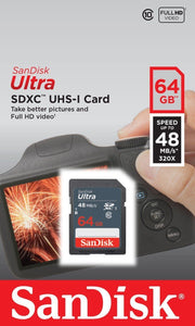 SanDisk Ultra 64 GB SDXC SDHC SD Class 10 48MB/s 320x UHS-I HD Flash Memory Card