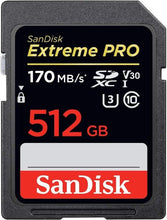Load image into Gallery viewer, SanDisk 170MBs 512GB SDXC Extreme Pro UHS-I C10 U3 V30 512G SD Card SDSDXXY-512G