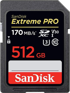 SanDisk 170MBs 512GB SDXC Extreme Pro UHS-I C10 U3 V30 512G SD Card SDSDXXY-512G