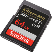 Load image into Gallery viewer, SanDisk Extreme PRO 64GB UHS-I U3 SDXC 200MB/s 4K UHD Video Memory Card SDSDXXU
