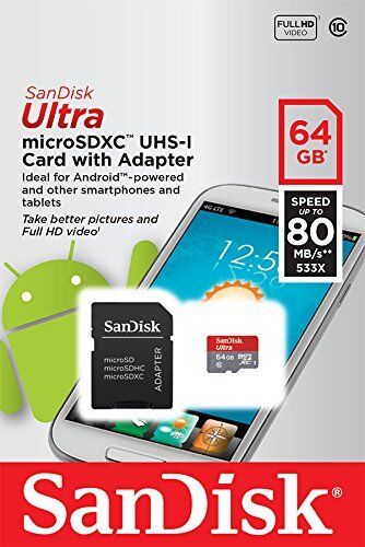 SanDisk Ultra 64GB microSD micro SD XC 64G Class 10 fit Samsung Galaxy S4 S5 S9
