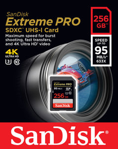 SanDisk 256GB 256G Extreme PRO SD SDXC Card 95MB/s Class 10 UHS-1 U3 4K Memory