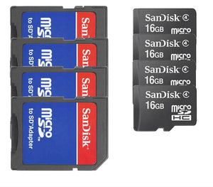 Lot of 4 SanDisk 16GB MicroSDHC Micro SD SDHC Class 4 Flash Memory Card 64GB Tot