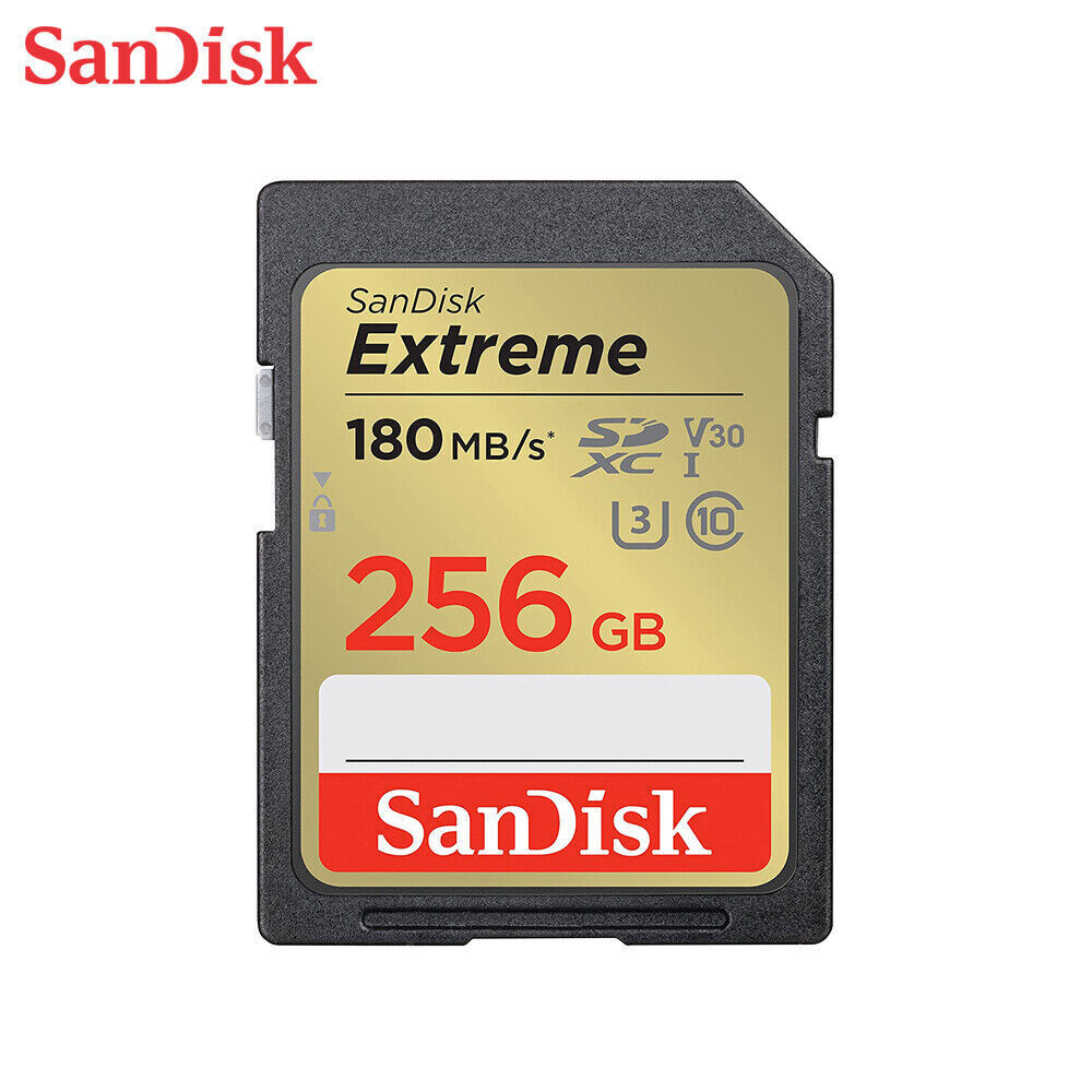 SanDisk 256GB Extreme SD SDXC Card 180MB/s Class 10 4K Memory SDSDXVV-256G-GNCIN