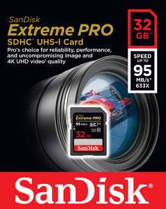 SanDisk 32GB 32G Extreme PRO SD SDHC SDXC Card 95MB/s Class 10 UHS-1 U3 Memory