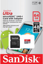 Load image into Gallery viewer, SanDisk Mobile Ultra 64GB micro SDXC SD XC C10 Card 48MB/s SDSDQUAN-064G-G46A