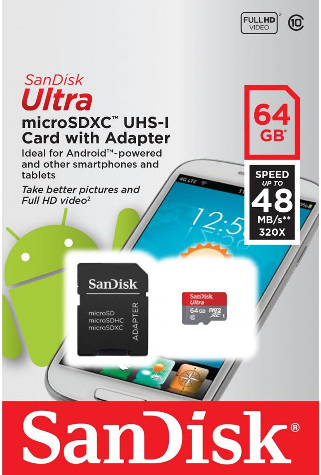 SanDisk Mobile Ultra 64GB micro SDXC SD XC C10 Card 48MB/s SDSDQUAN-064G-G46A
