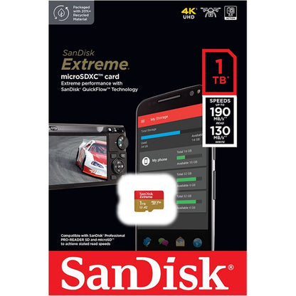 SanDisk 1TB Extreme Micro SD SDXC MicroSD Class 10 190MB/s SDSQXAV-1T00-GN6MN