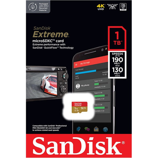 SanDisk 1TB Extreme Micro SD SDXC MicroSD Class 10 190MB/s SDSQXAV-1T00-GN6MN