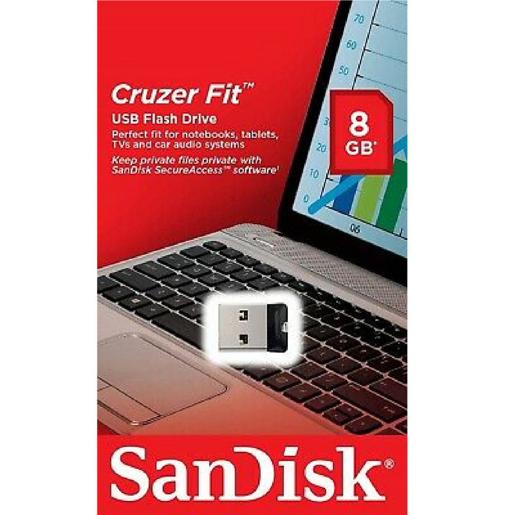 NEW Sandisk 8GB Cruzer FIT USB 2.0 Flash Mini Pen Drive SDCZ33-008G RETAIL PACK