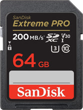 Load image into Gallery viewer, SanDisk Extreme PRO 64GB UHS-I U3 SDXC 200MB/s 4K UHD Video Memory Card SDSDXXU