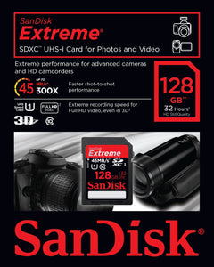SanDisk 128GB Extreme SDHC SDXC SD Class 10 45MB/s UHS-I Memory Card Retail 128G