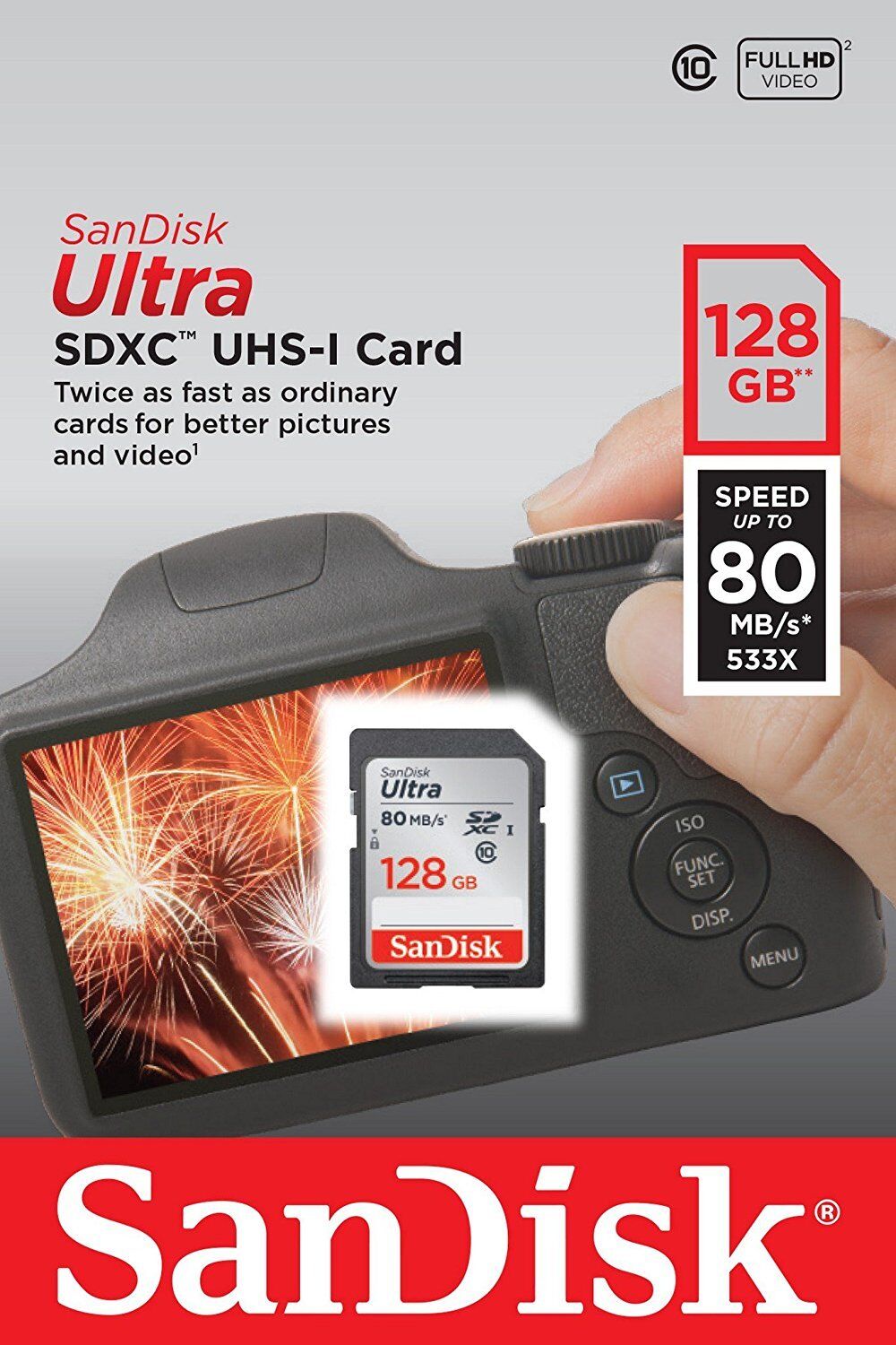 SanDisk 128GB ULTRA SDXC SD 80mb/s Camera Flash Memory Card SDSDUNC-128G