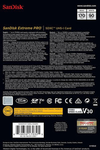 SanDisk 128GB Extreme PRO SD SDXC Memory Card 170MB/s Class 10 UHS-1 U3 4K 128G