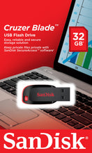Load image into Gallery viewer, NEW SanDisk Cruzer 32GB BLADE USB Flash Pen Drive SDCZ50-032G 32 G RETAIL PACK