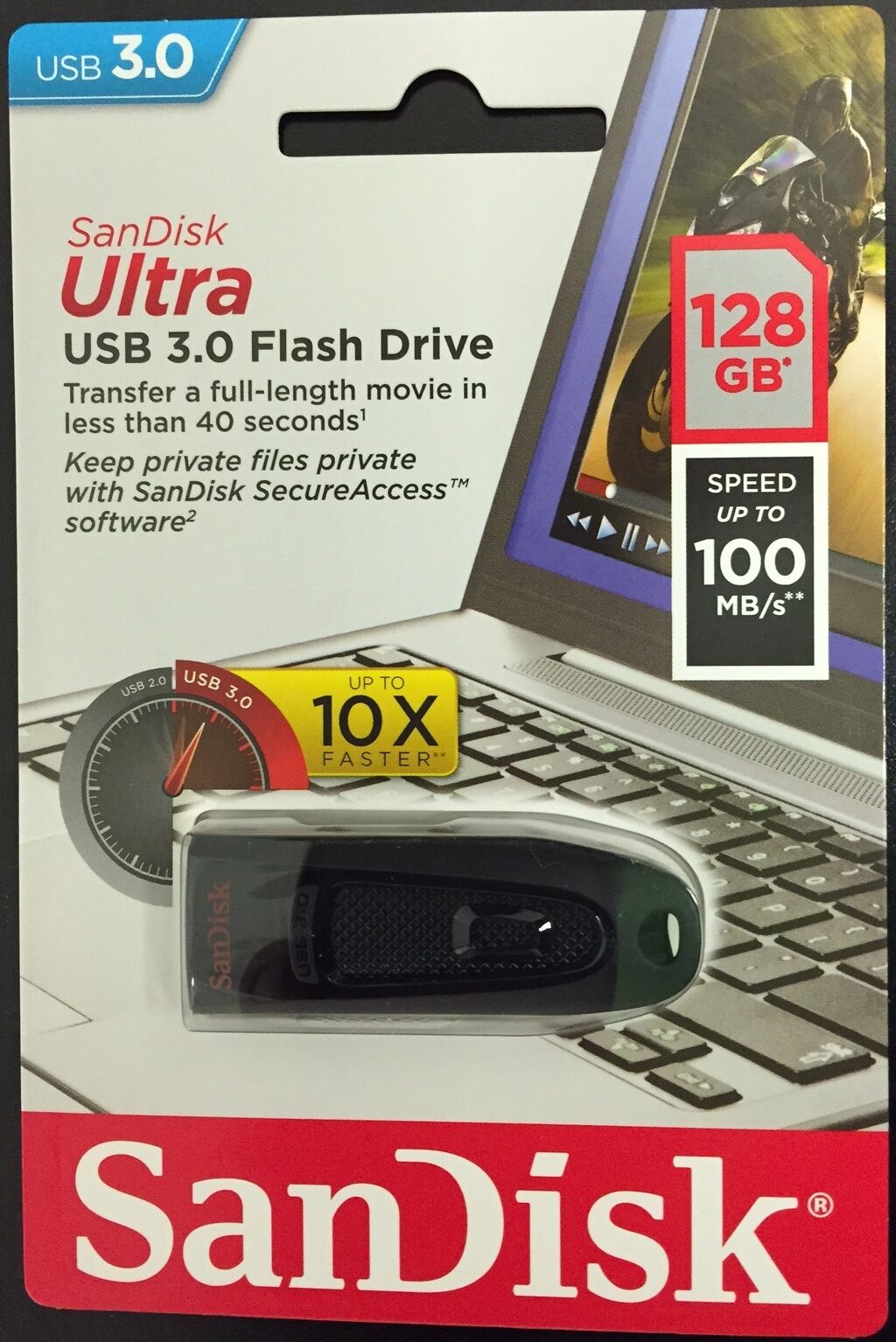 SanDisk 128GB Cruzer Ultra USB 3.0 100MB/s Flash Pen Drive SDCZ48-128G-U46