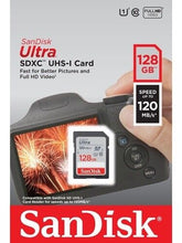 Load image into Gallery viewer, SanDisk 128GB ULTRA SDXC SD 120mb/s Camera Flash Memory Card SDSDUN4-128G