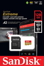 Load image into Gallery viewer, SanDisk Extreme 128GB 160MB/S Class 10 Micro SD MicroSDXC U3 Memory Card SDSQXA1