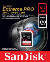 Load image into Gallery viewer, SanDisk 170MBs 512GB SDXC Extreme Pro UHS-I C10 U3 V30 512G SD Card SDSDXXY-512G
