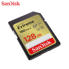 Load image into Gallery viewer, SanDisk 128GB Extreme SDXC 180MB/S U3 4K SD Class 10 Memory Card SDSDXVA-128G