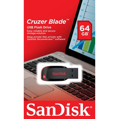 Sandisk 64GB CRUZER BLADE SDCZ50-064G-B35 USB 2.0 Flash Thumb Pen Drive