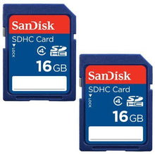 Load image into Gallery viewer, Lot of 2 SanDisk 16GB = 32GB SDHC Class 4 SD Flash Memory Card Camera SDSDB-016G
