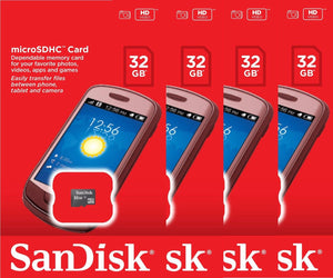 Lot of 4 SanDisk 32GB= 128GB MicroSD Micro SDHC Flash Memory Card Retail SD