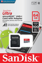 Load image into Gallery viewer, SanDisk 64GB microSDXC 100MB/s Ultra A1 64G micro SD SDXC Class 10 UHS-1 Card