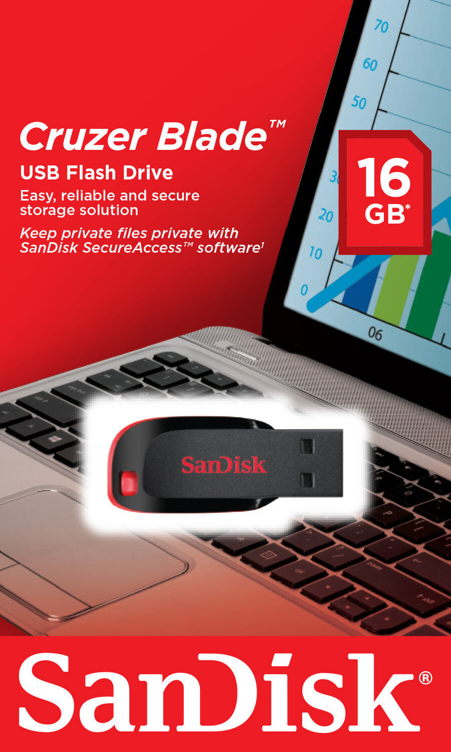 Sandisk CRUZER BLADE 16GB SDCZ50-016G-B35 USB 2.0 Flash Pen Drive 16G NEW Micro