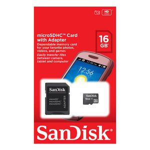 SanDisk Retail 16GB MICRO SD HC MicroSDHC Class 4 Flash Memory Card + SD Adapter