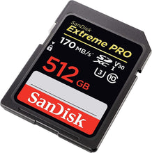Load image into Gallery viewer, SanDisk 170MBs 512GB SDXC Extreme Pro UHS-I C10 U3 V30 512G SD Card SDSDXXY-512G