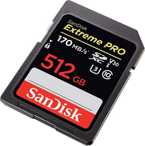 SanDisk 170MBs 512GB SDXC Extreme Pro UHS-I C10 U3 V30 512G SD Card SDSDXXY-512G