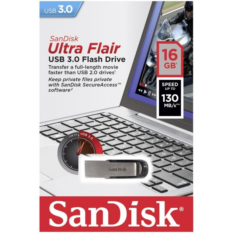SanDisk 16GB Cruzer Ultra Flair USB 3.0 130MB/s Flash Mini Pen Drive Fast SDCZ73