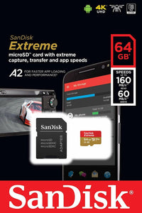 SanDisk 64GB microSDXC Extreme 160MB/s A2 4K U3 V30 64G SD microSD card SDSQXA2