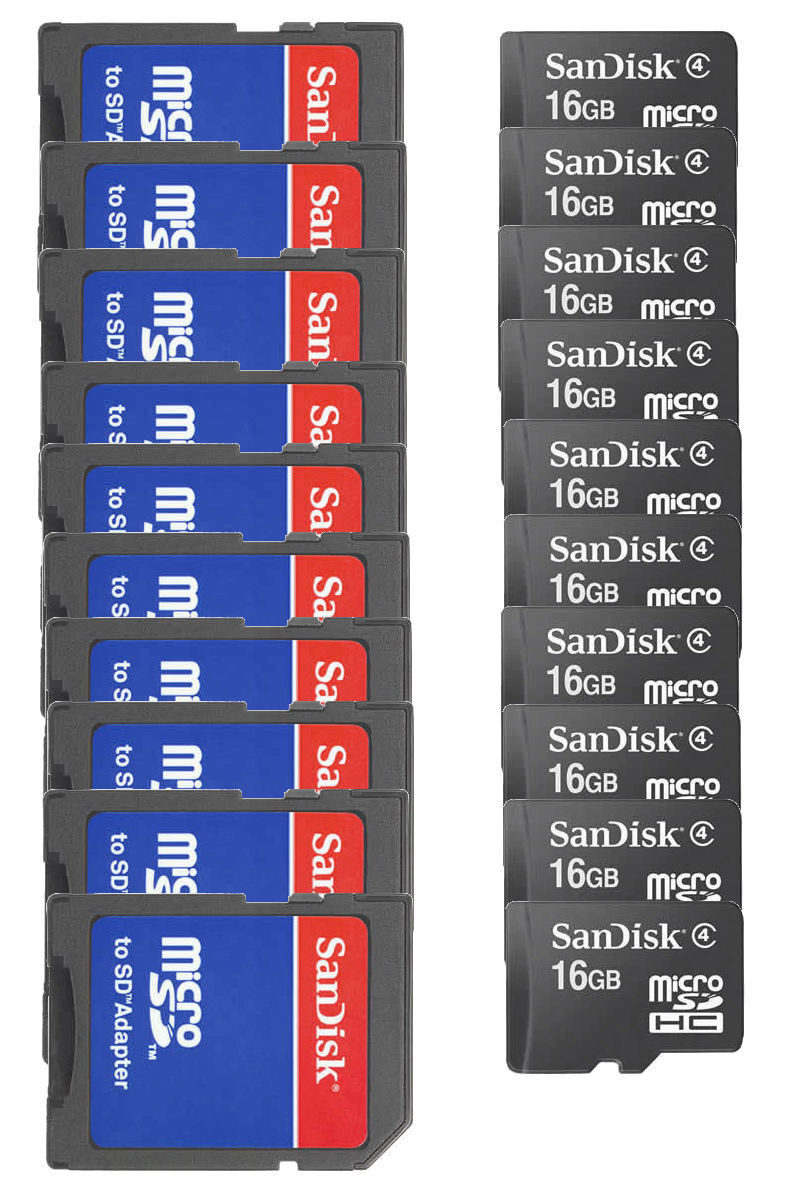 Lot of 10 SanDisk 16 GB MicroSD HC Micro SDHC SD Class 4 TF Flash Memory Card