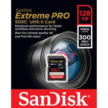 Load image into Gallery viewer, SanDisk 128GB Extreme PRO SD SDXC Card 300MB/s Class 10 UHS-II U3 4K Memory 128G