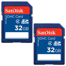 Load image into Gallery viewer, Lot of 2 SanDisk 32GB = 64GB SD SDHC Class 4 Camera Flash Memory Card SDSDB-032G