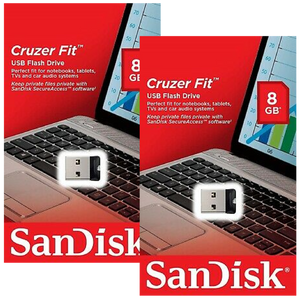 Lot of 2 Sandisk Cruzer FIT 8GB USB 2.0 Flash Mini Drive SDCZ33-008G 16GB Total