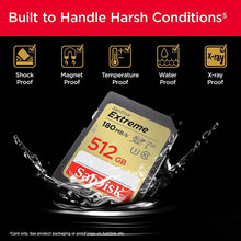 Load image into Gallery viewer, SanDisk 512GB Extreme 180MB/s Class 10 SDXC  SD Card U3 Memory Card SDSDXVV-512G