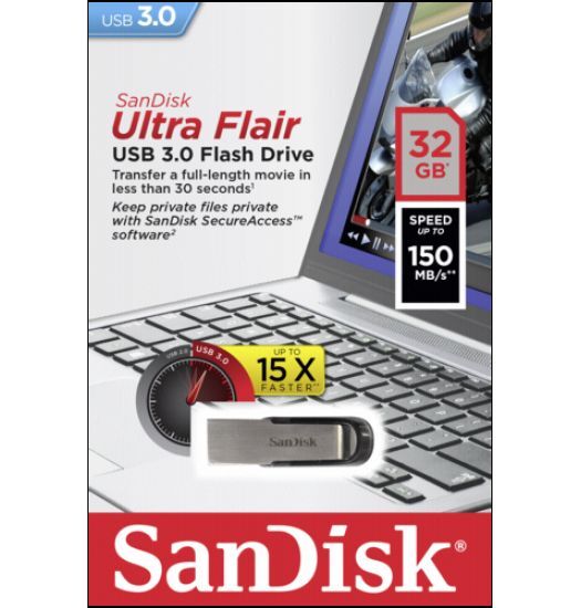 SanDisk 32GB Cruzer Ultra Flair USB 3.0 150MB/s Flash Mini Pen Drive Fast SDCZ73